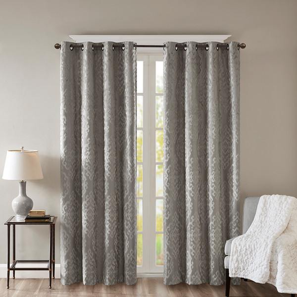 Mirage Knitted Jacquard Blackout Window Panel 50X84 Charcoal Ss40 0019 By Olliix
