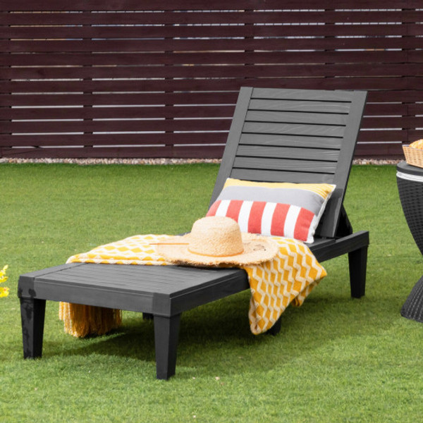Outdoor Recliner Chair With 5 Position Adjustable Backrest Black Op70808Bk By Cw