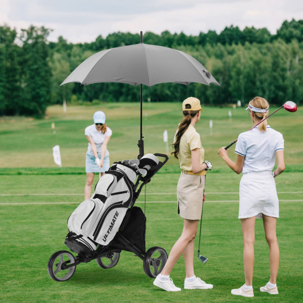 Folding 3 Wheels Golf Push Cart With Bag Scoreboard Adjustable Handle Gray Sp37605Gr By Cw