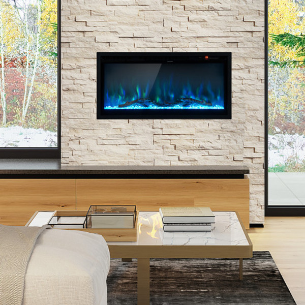 Electric Fireplace In Wall Recessed With Remote Control And Adjustable Color And Brightness 36 Inches Fp10530Us 36 By Cw