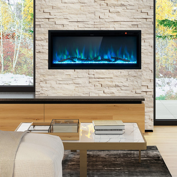 Electric Fireplace In Wall Recessed With Remote Control And Adjustable Color And Brightness 42 Inches Fp10530Us 42 By Cw