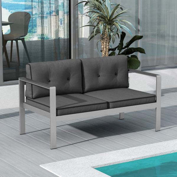 Contemporary 2 Person Sofa Chair With Wpc Armrests For Balcony Backyard Porch Np11318Gr By Cw