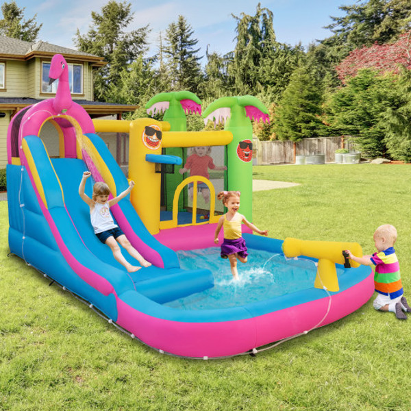 Inflatable Bounce Castle With Long Water Slide And 735W Blower Np10749Us By Cw