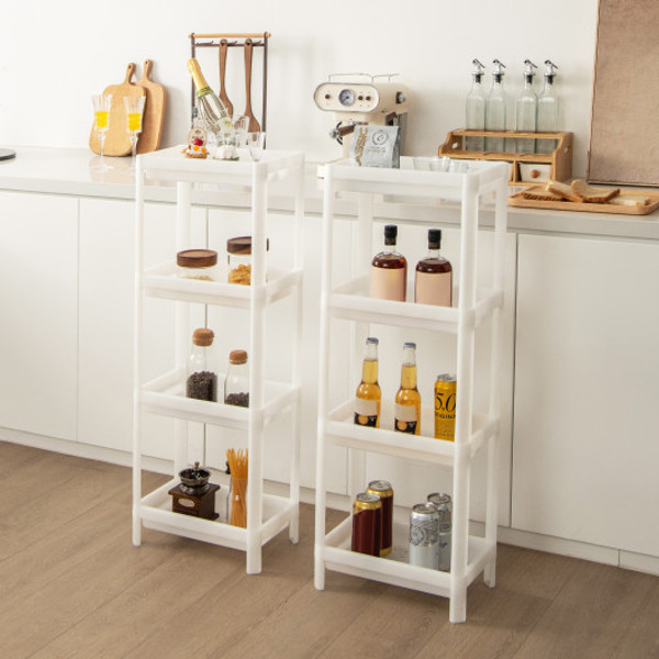 2 Packs 4 Tier Detachable Slim Storage Cart With Drainage Holes For Small Space White Jv10871Wh 2 By Cw