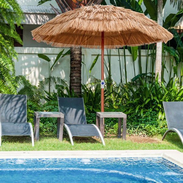 6 Feet Thatched Patio Umbrella With Tilt Design And Carrying Bag Np11034 By Cw