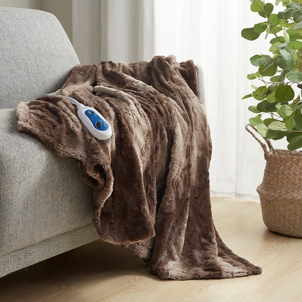 Beautyrest Zuri Oversized Faux Fur Heated Throw 50X70 Br54 0853