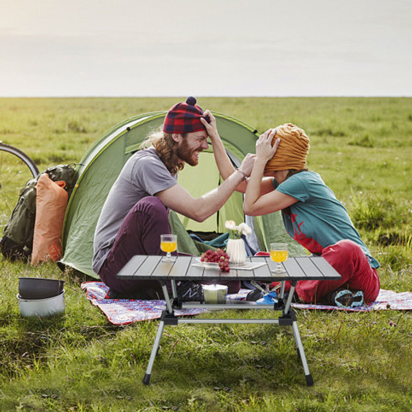 Folding Heavy Duty Aluminum Camping Table With Carrying Bag Silver Np11146Sl By Cw