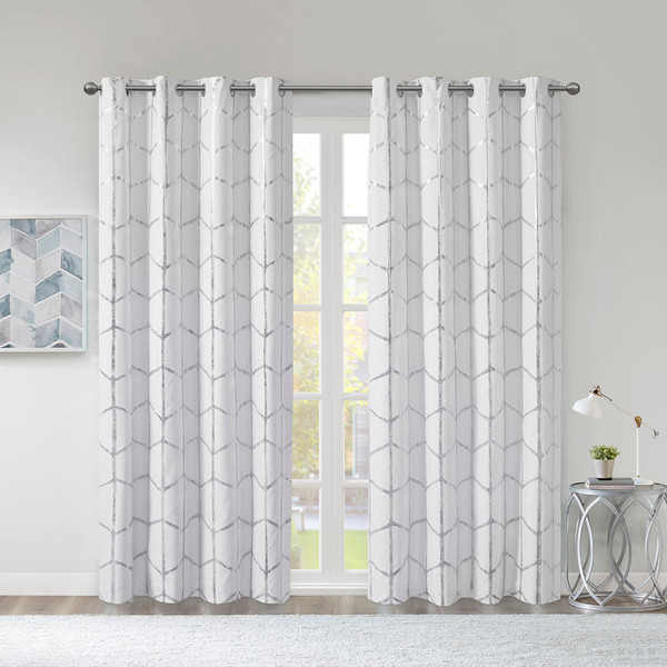 Intelligent Design Raina 100 Polyester Total Blackout Metallic Print Grommet Top Curtain Panel Id40 1808 By Olliix