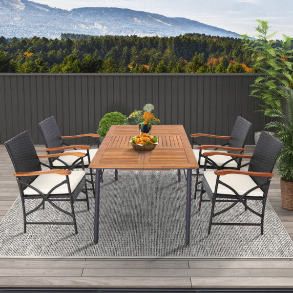 Set Of 2 4 Patio Wicker Chairs With Soft Zippered Cushion Set Of 4 Hw70832 4 By Cw