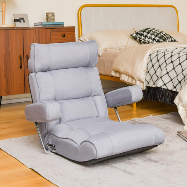 Adjustable Folding Sofa Chair With 6 Position Stepless Back Gray Hv10119Gr By Cw