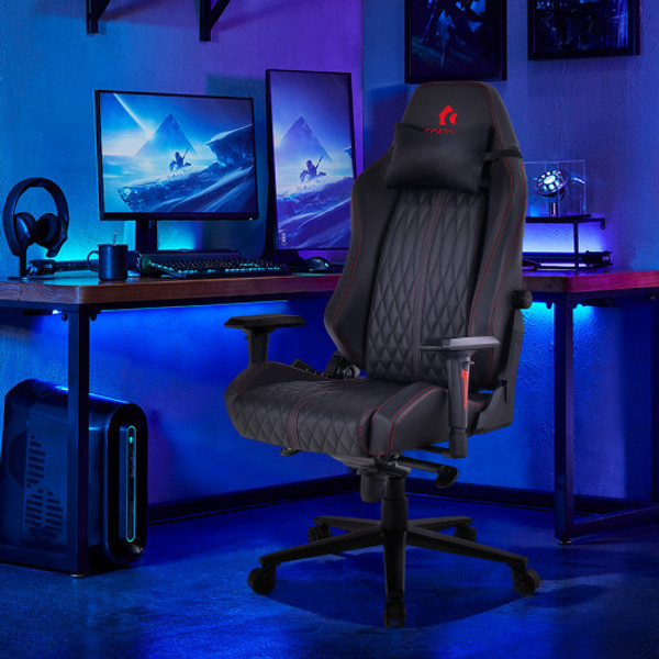 Adjustable Gaming Chair With Gas Lift 4D Armrest And Lumbar Support Black Cb10484Dk By Cw