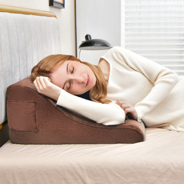 Bed Wedge Pillow With Tablet Pillow Stand And Side Pockets Brown Hu10384Bn By Cw