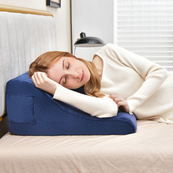 Bed Wedge Pillow With Tablet Pillow Stand And Side Pockets Navy Hu10384Ny By Cw