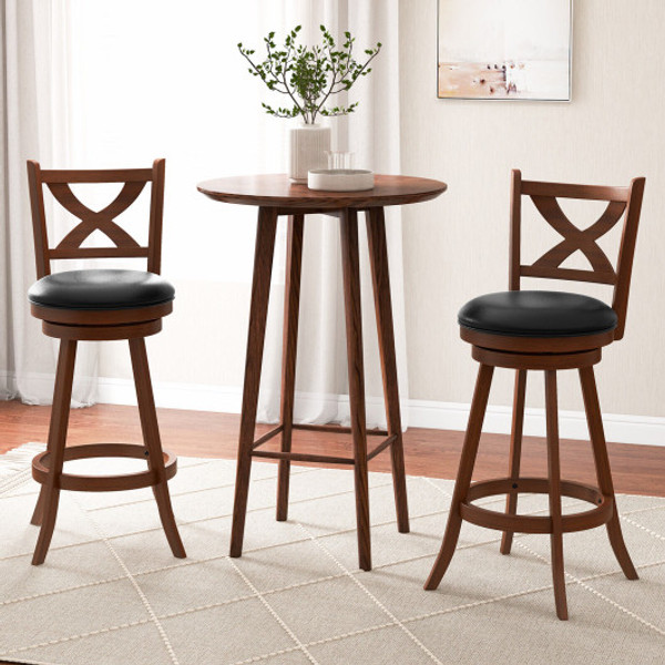 2 Pieces Classic Counter Height Swivel Bar Stool Set With X Shaped Open Back 30 Inch Jv10984Es 29 By Cw