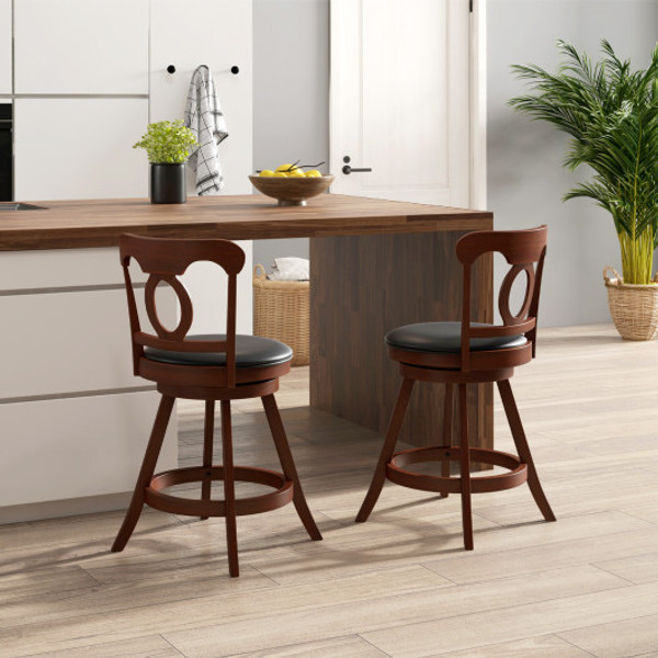 Set Of 2 24 30 Inch Swivel Bar Stools With Footrest 24 Inches Jv10985Es 24 By Cw