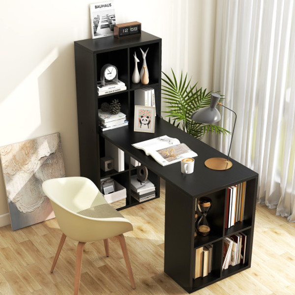 Modern Computer Desk With 12 Cubes Bookshelf Black Cb10277Dk By Cw