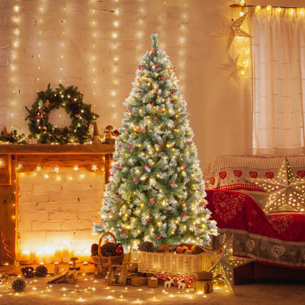 Hinged Christmas Tree With 450 Pvc Branch Tips And 200 Warm White Led Lights 6 5 Ft Cm24427Us By Cw