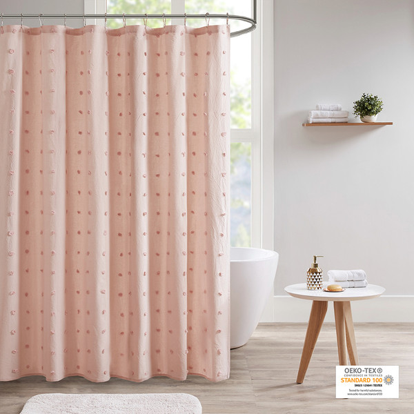 Olliix Urban Habitat Brooklyn Cotton Yarn Dyed Jacquard Pom Pom Shower Curtain 70 X 72 Uh70 2242