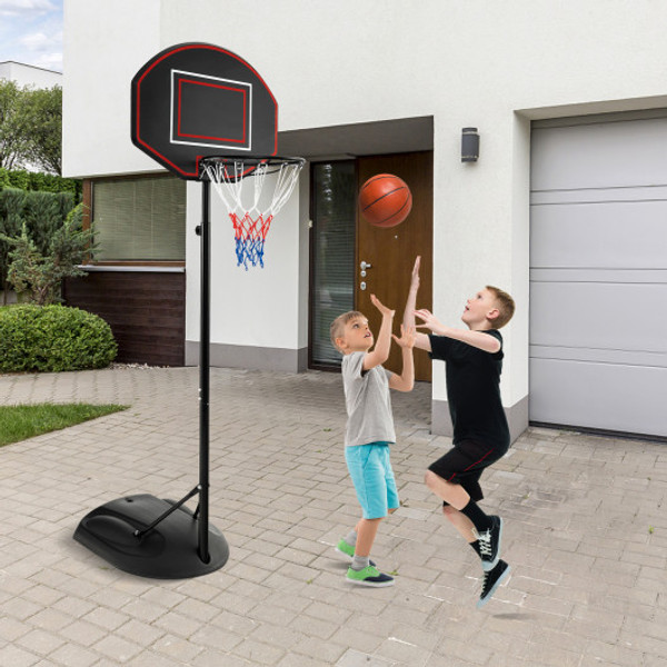 5 5 To 7 5 Ft Adjustable Portable Basketball Hoop System With Anti Rust Stand And Wheels Sp37872 By Cw