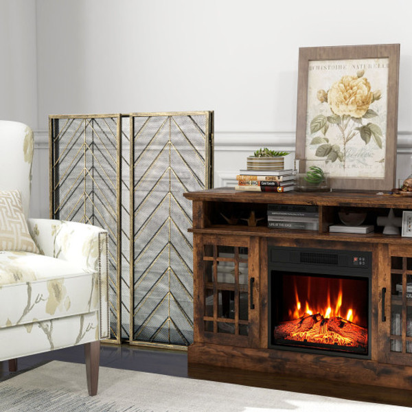 3 Panel Metal Foldable Fireplace Screen With Metal Mesh Bronze Hv10472Cp By Cw