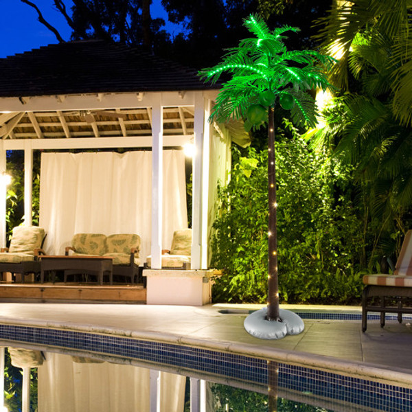 6 Ft Led Lighted Artificial Palm Tree Hawaiian Style Tropical With Water Bag Eu10116Us By Cw