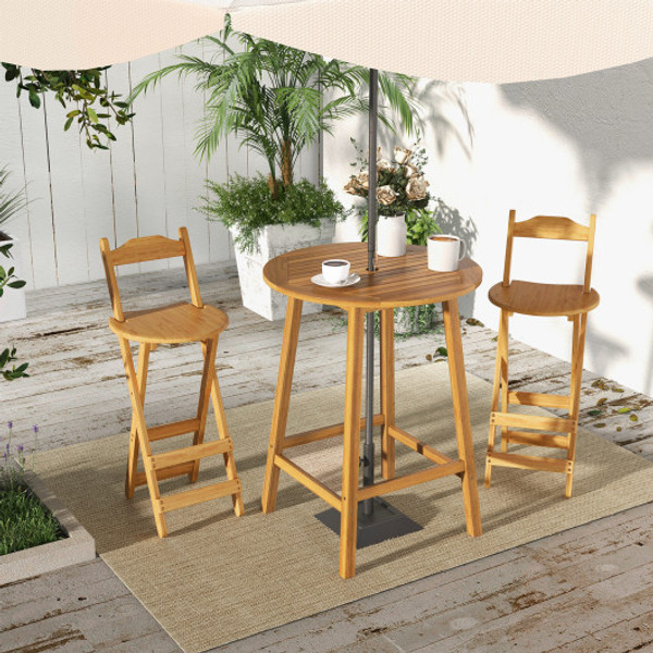 Bar Height Table With Umbrella Hole And Slatted Tabletop For Outdoors Hw71477 By Cw