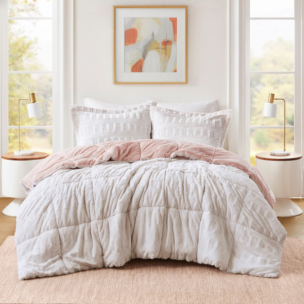 Olliix Madison Park Gia Back Print Long Fur Comforter Mini Set Twin Twin Xl Mp10 6209