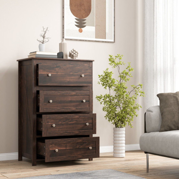 4 Drawer Dresser For Closet Hallway Living Room Nursery Brown Hw66609Mg By Cw