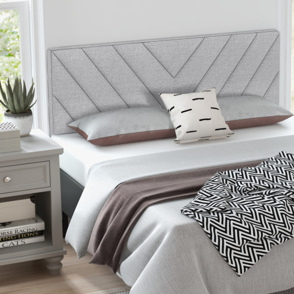 Linen Upholstered Headboard For Full And Queen Size Bed Frames Gray Hu10600Gr By Cw