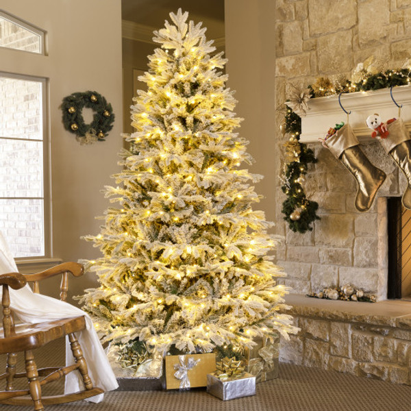4 5 6 7 Ft Artificial Pre Lit Christmas Tree Hinged Xmas Tree With Warm White Led Lights 7 Ft Cm24323Us By Cw