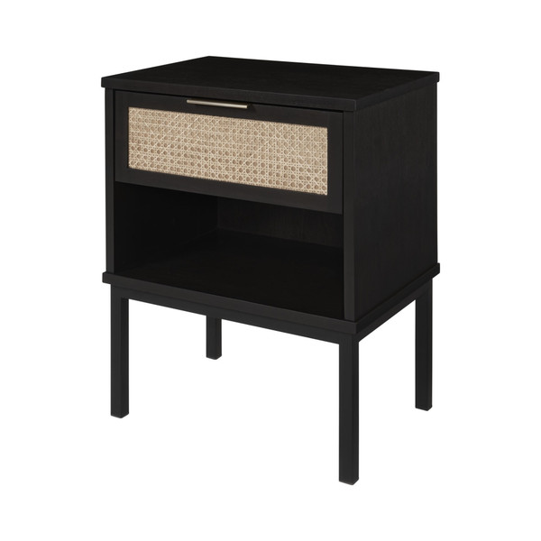 Caine Kd Rattan Nightstand Side Table Black 8000063 B By Npd