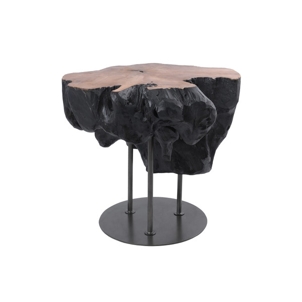 Lenna Kd 24 Reclaimed Teak Side End Table Natural Black Assembly Required 9600040 By Npd