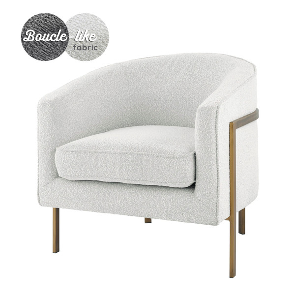 Harrod Fabric Accent Arm Chair Antique Gold Legs Boucle Beige 1250018 563 By Npd
