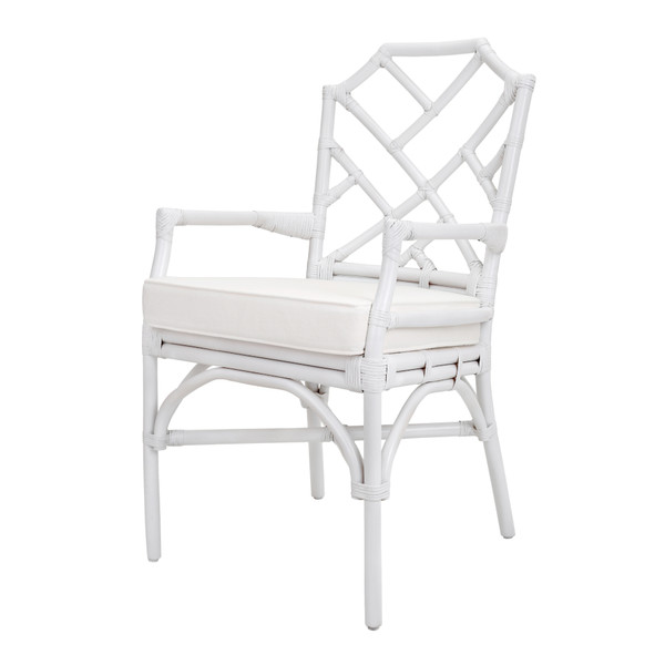 Kara Rattan Dining Side Arm Chair White 2400028 W By Npd