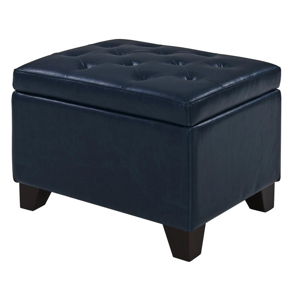 Julian Kd Rectangular Bonded Leather Storage Ottoman Vintage Blue 194424B V05 By Npd