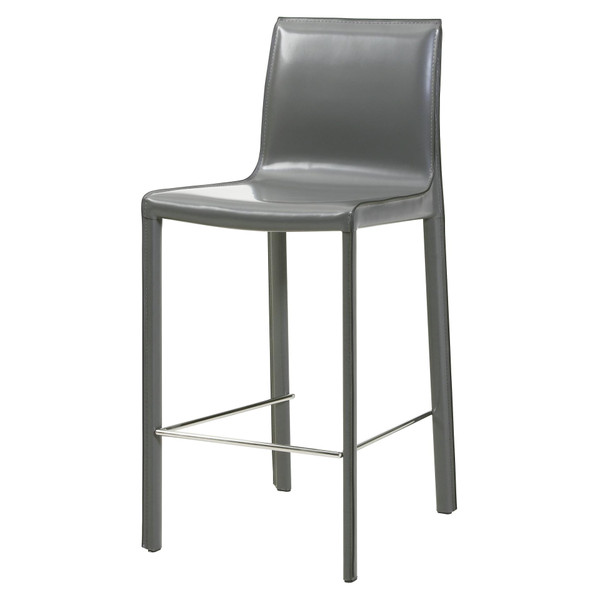 Gervin Recycled Leather Counter Stool Anthracite 448526R 30 By Npd
