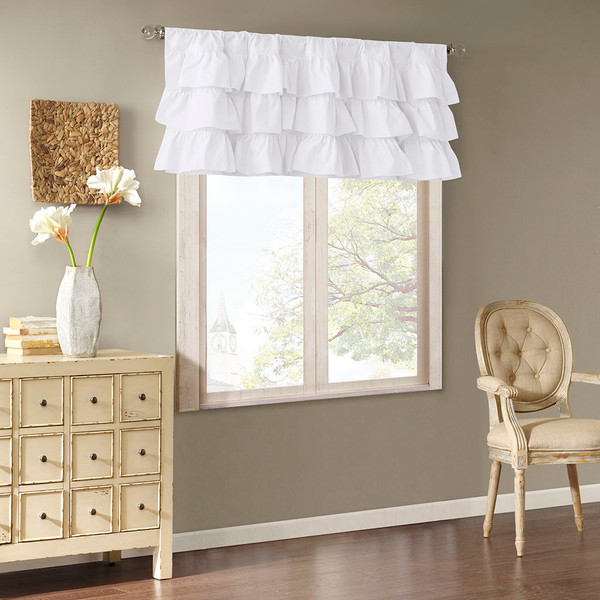 Madison Park Anna Cotton Oversized Ruffle Valance 50X18 Mp41 5174 By Olliix