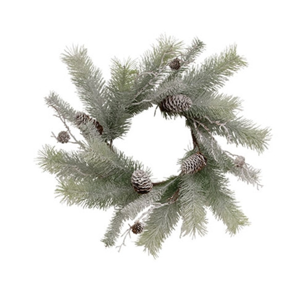 Snowy Bristle Pine Boughs Candle Ring 6 5 Fsh262504 By Cwi Gifts