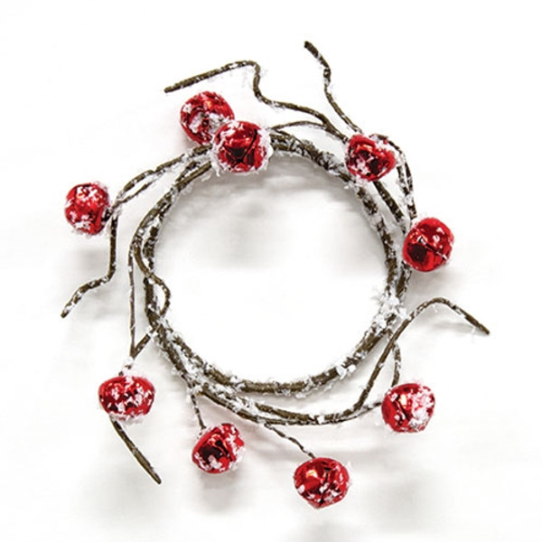 Snowy Red Jingle Bell Candle Ring 2 5 Fsr18430 By Cwi Gifts