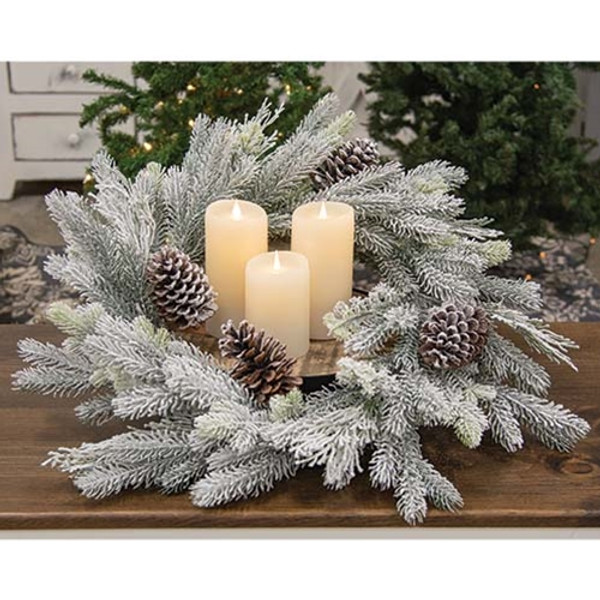 Flocked Woodland Pine Wreath 24 Fsr2334810 By Cwi Gifts