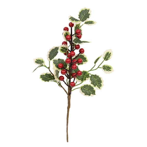 Holly Leaves Red Berries Pick 13 Ft31986 By Cwi Gifts