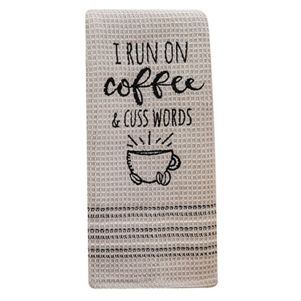 I Run On Coffee Cuss Words Dish Towel G19152 By Cwi Gifts