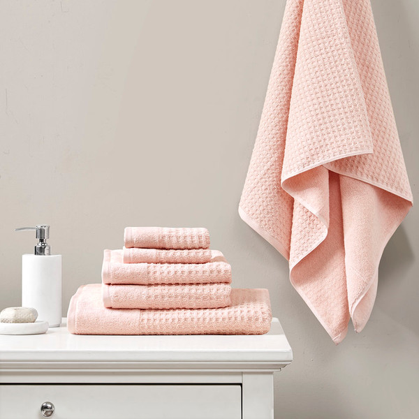 Olliix Madison Park Spa Waffle 6 Piece Waffle Cotton Jacquard Towels Set Mp73 6220