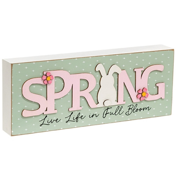 Live Life In Full Bloom Bunny Spring Box Sign G38353 By Cwi Gifts