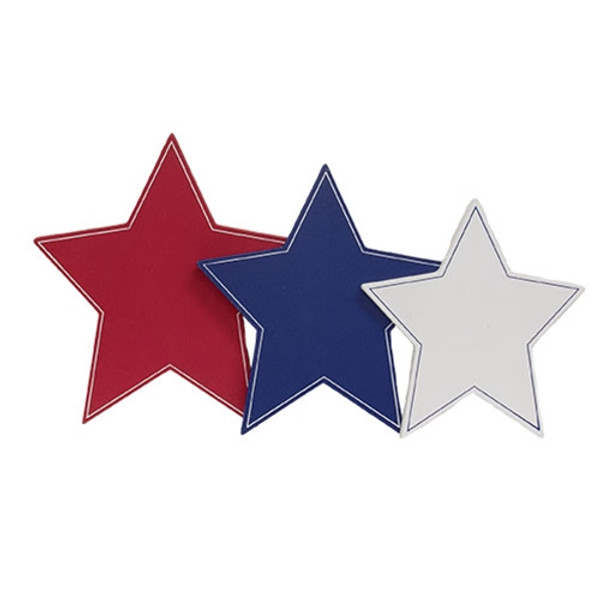 3 Set Wooden Americana Star Accents G38381 By Cwi Gifts