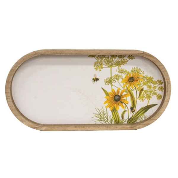 Bumble Bee Flower Oval Tray G38561 By Cwi Gifts