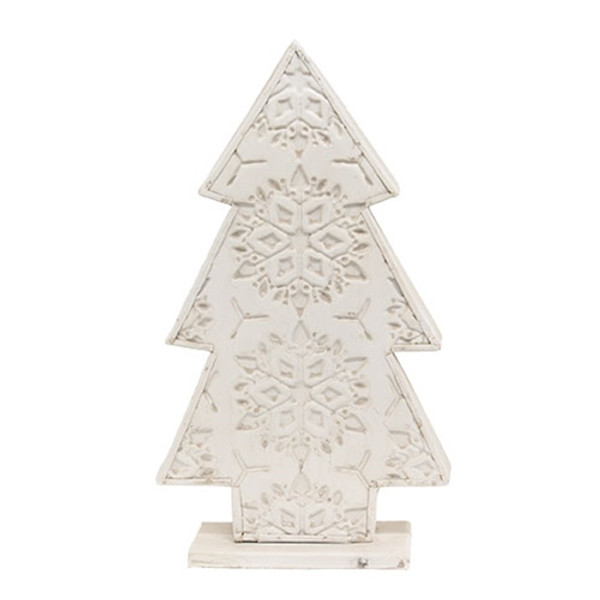 Snowflake Embossed Distressed Metal Christmas Tree G60474 By Cwi Gifts