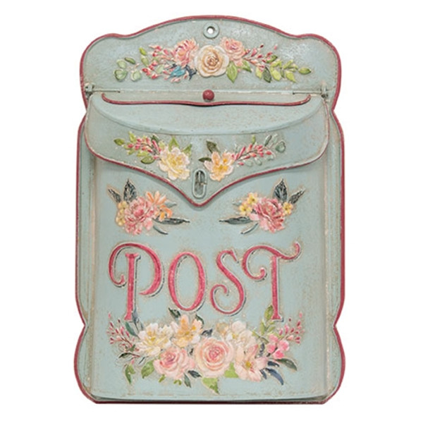 Distressed Metal Vintage Garden Post Box G60492 By Cwi Gifts