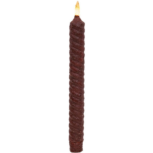 Burnt Burgundy Vintage Twist Flicker Flame Timer Taper 9 5 G85201 By Cwi Gifts