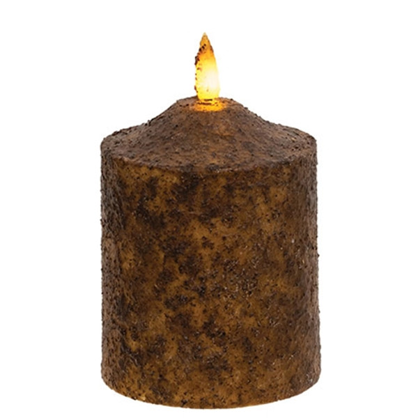 Burnt Mustard Flicker Flame Timer Cake Pillar 4 G85252 By Cwi Gifts